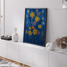 British Countryside Bold Flowers Print - Floral Flowers Blooms Botanical Plants Art, Living Room Bedroom Colourful Poster, Timeless Classic