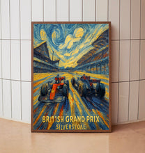 British Grand Prix Poster – Iconic Silverstone Formula 1 Start Grid Under Dramatic Sky