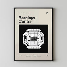 Brooklyn Nets Poster, Barclays Center Print, Mid Century Modern Basketball Poster, Spor-J8K21X