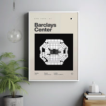Brooklyn Nets Poster, Barclays Center Print, Mid Century Modern Basketball Poster, Spor-J8K21X