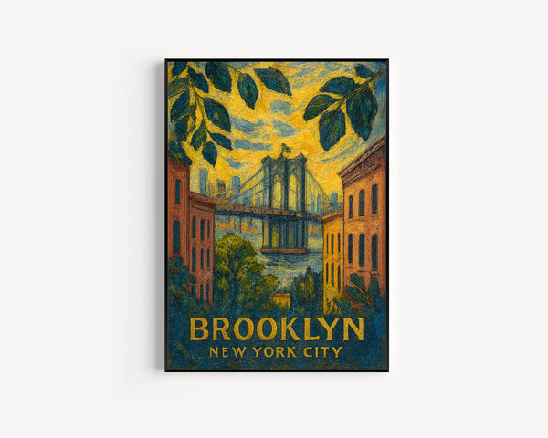 Brooklyn Poster, New York City Wall Art, Bryant Park New York Travel Poster, Home Decor, Personalised Present, Wedding Gifts