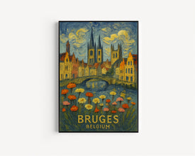 Bruges Belgium Travel Poster, Bruges Europe Travel Postcard, Custom Travel Poster, Personalized Travel Poster, Birthday Gifts