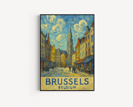 Brussels City Travel Print, Brussels Belgium Travel Poster Print, Brussels City Wall Art, Brussels Travel Wall Decor, Belgium Wall Art