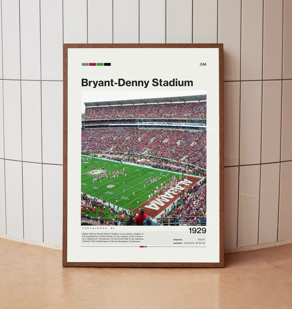 Bryant-Denny Stadium Poster, Alabama Crimson Tide Football Poster Print, NCAA Stadium Poster