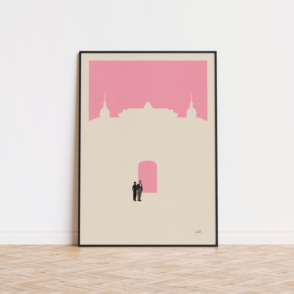 Budapest Hotel Inspired Poster  Minimalist Art Print  Retro Art Print  Wall Art  Housewarming Gift  Wes Anderson Movie Poster 1636688443