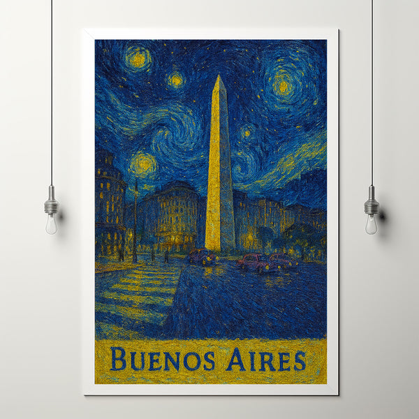 Buenos Aires, Argentina, Anime Style, Canvas,Poster, Cityscape Art, Obelisco, Night Sky Print, Travel Souvenir, Home Decor, Gift Idea