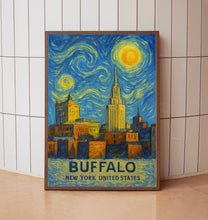 Buffalo Poster Print, Buffalo Travel Poster, Buffalo Van Gogh Style Wall Art, Buffalo, New York, United States