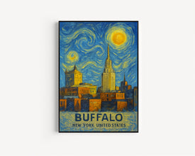 Buffalo Poster Print, Buffalo Travel Poster, Buffalo Van Gogh Style Wall Art, Buffalo, New York, United States