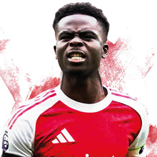 Bukayo Saka - 202526 - Home Kit - Football Poster - Football Print 4386295575