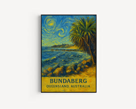 Bundaberg Print No 2, Bundaberg Photo Poster, Bundaberg Travel Wall Art, Bundaberg Map, Bundaberg Van Gogh Style Print, Queensland, Australia