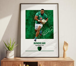 Bundee Aki Poster Irish Rugby Wall Art, Rugby Gift for Fans 4407056054