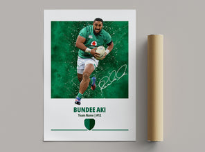 Bundee Aki Poster Irish Rugby Wall Art, Rugby Gift for Fans 4407056054