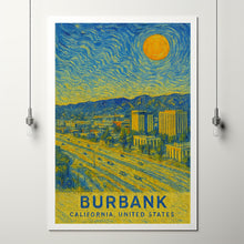 Burbank Poster Print, Burbank Travel Poster, Burbank Van Gogh Style Wall Art, Burbank, California, United States