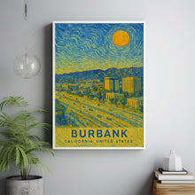 Burbank Poster Print, Burbank Travel Poster, Burbank Van Gogh Style Wall Art, Burbank, California, United States