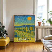 Burbank Poster Print, Burbank Travel Poster, Burbank Van Gogh Style Wall Art, Burbank, California, United States