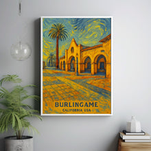 Burlingame Print, Burlingame Photo Poster, Burlingame Travel Wall Art, Burlingame Map Print, Burlingame Van Gogh Style Print, California, USA