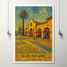 Burlingame Print, Burlingame Photo Poster, Burlingame Travel Wall Art, Burlingame Map Print, Burlingame Van Gogh Style Print, California, USA