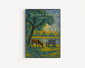 Bushy Park London Poster, Travel Print, Royal Parks, Hampton Court Palace, Richmond Upon Thames, Kingston, Teddington, East Molesey, Art