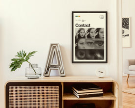 CONTACT Movie Poster, Jodie Foster, Art Print - Minimalist, Helvetica, Mid-Century Modern, Swiss, Space, Office 858745004