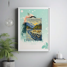 Cairngorms National Park Poster, Travel Print, Retro Railway Poster, Reindeer, Scotland Gift, Scottish Highlands, Hiking, Wall Art Decor
