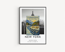 Cairngorms National Park Poster, Travel Print, Retro Railway Poster, Reindeer, Scotland Gift, Scottish Highlands, Hiking, Wall Art Decor