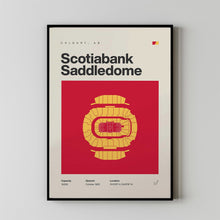 Calgary Flames Poster, Scotiabank Saddledome Stadium Print, Mid Century Modern Hockey P-VY96OS