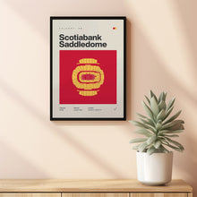 Calgary Flames Poster, Scotiabank Saddledome Stadium Print, Mid Century Modern Hockey P-VY96OS