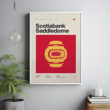 Calgary Flames Poster, Scotiabank Saddledome Stadium Print, Mid Century Modern Hockey P-VY96OS