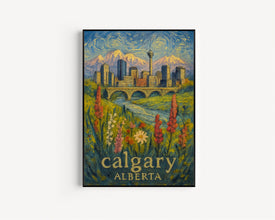 Calgary Travel Wall Art, Canada Painting Gifts, North America Home Decor, Mountains Wall Art, Canada Art, North America Print, Travel Gift