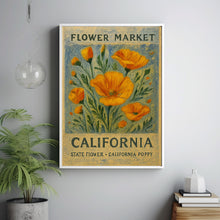 California State Flower Art Print, California Poppy 1960_s Wall Art, Neutral Pastel Botanical Artwork