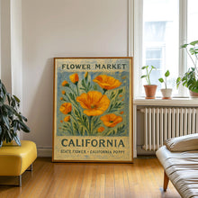 California State Flower Art Print, California Poppy 1960_s Wall Art, Neutral Pastel Botanical Artwork
