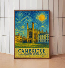 Cambridge Poster Print, Cambridge Travel Poster, Cambridge Van Gogh Style Wall Art, Cambridge, Massachusetts, United States