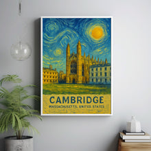 Cambridge Poster Print, Cambridge Travel Poster, Cambridge Van Gogh Style Wall Art, Cambridge, Massachusetts, United States