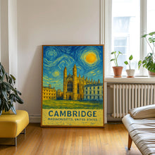 Cambridge Poster Print, Cambridge Travel Poster, Cambridge Van Gogh Style Wall Art, Cambridge, Massachusetts, United States