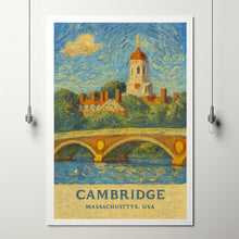 Cambridge Print Massachusetts, Cambridge Photo Poster, Cambridge Travel Wall Art, Cambridge Map Print, Cambridge Van Gogh Style Print, USA