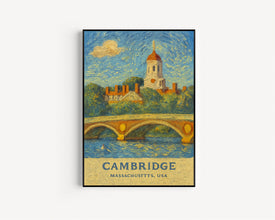 Cambridge Print Massachusetts, Cambridge Photo Poster, Cambridge Travel Wall Art, Cambridge Map Print, Cambridge Van Gogh Style Print, USA