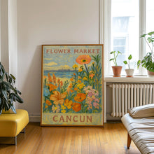 Cancun Flower Market Poster, Wall Decor, Mexico Floral Illustration, Botanical Gallery Wall Art, Gift For Friend, Travel Poster, Modern