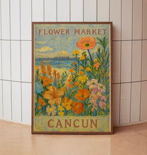 Cancun Flower Market Poster, Wall Decor, Mexico Floral Illustration, Botanical Gallery Wall Art, Gift For Friend, Travel Poster, Modern