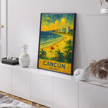 Cancun Travel Poster, Cancun City Travel Poster Print, Cancun Travel Poster Wall Art, Cancun México, La capital, Coastal Travel Poster