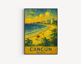 Cancun Travel Poster, Cancun City Travel Poster Print, Cancun Travel Poster Wall Art, Cancun México, La capital, Coastal Travel Poster