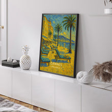Cannes France Vintage Poster - Elegant French Riviera Seaside Artwork with Palm Trees & Coastal Charm - Cannes Wall Art