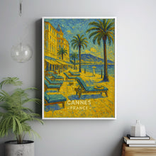 Cannes France Vintage Poster - Elegant French Riviera Seaside Artwork with Palm Trees & Coastal Charm - Cannes Wall Art