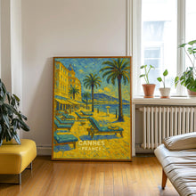 Cannes France Vintage Poster - Elegant French Riviera Seaside Artwork with Palm Trees & Coastal Charm - Cannes Wall Art