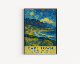 Cape Town Travel Print, Cape Town Poster, Unique Wallart Decor, Cape Town Black and White Coordinates Home Decor, South Africa Wallart