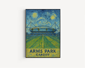 Cardiff Rugby Gift - Arms Park Poster - Blues Stadium Print - Caerdydd - Gift for Men - Usher Gifts