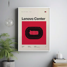 Carolina Hurricanes Poster, Lenovo Center Stadium Print, Mid Century Modern Hockey Post-WQO33U