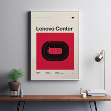 Carolina Hurricanes Poster, Lenovo Center Stadium Print, Mid Century Modern Hockey Post-WQO33U