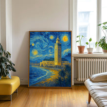 Casablanca Travel Poster - Morocco Wall Art Print, Illustration Artwork, Home & Office decor, Gift idea, Hassan II Mosque Travel print
