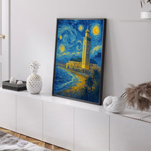 Casablanca Travel Poster - Morocco Wall Art Print, Illustration Artwork, Home & Office decor, Gift idea, Hassan II Mosque Travel print