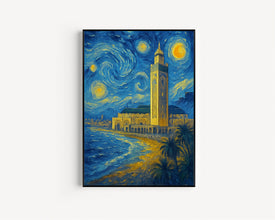 Casablanca Travel Poster - Morocco Wall Art Print, Illustration Artwork, Home & Office decor, Gift idea, Hassan II Mosque Travel print